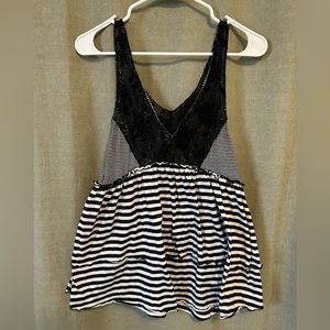 Daytrip: Peplum Lace and Stripe Tank